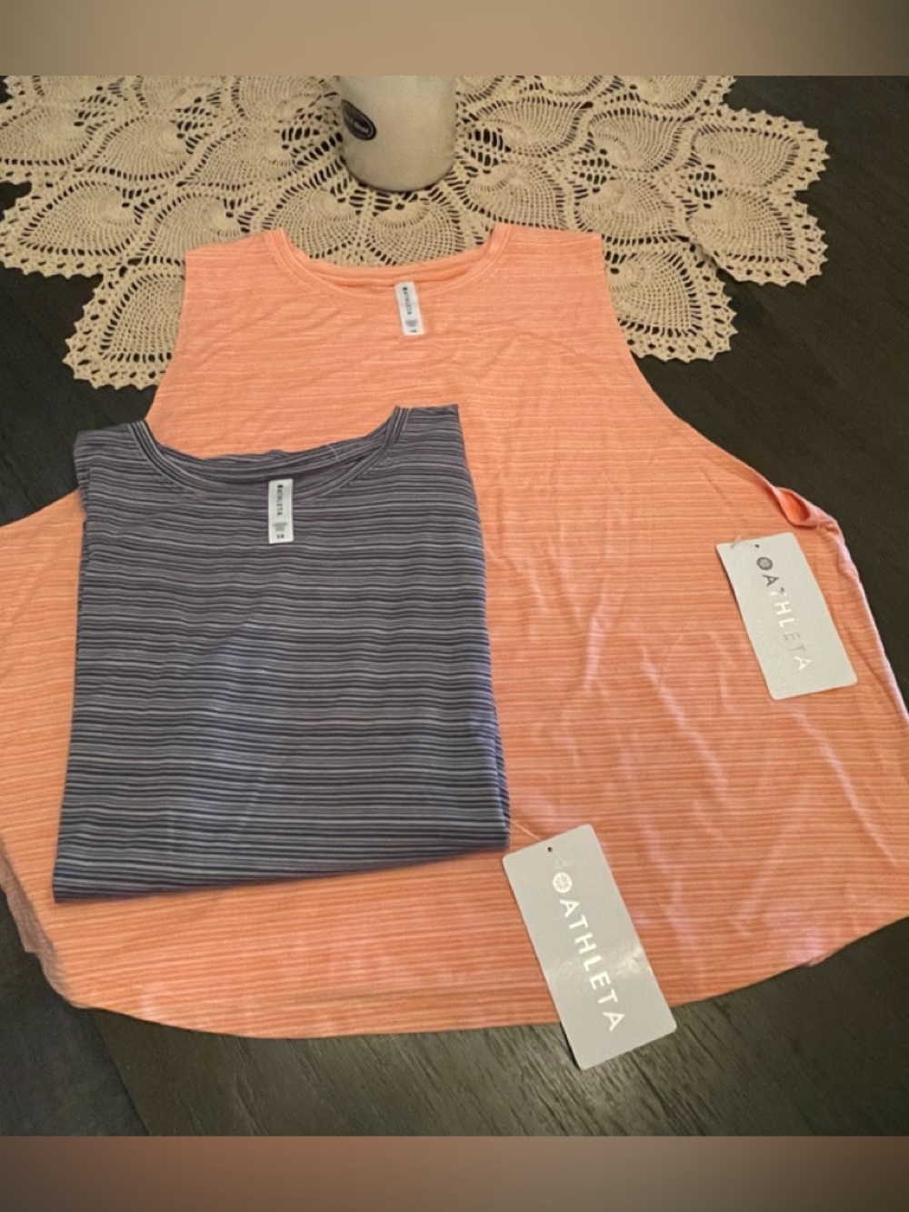 Athleta Cloudlight striped muscle (2) tanks NWT